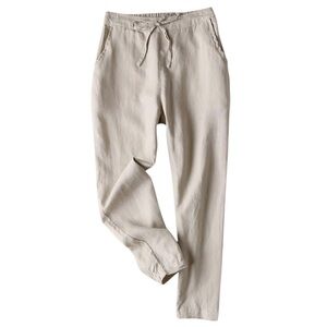 Iximo 100% Linen Paperbag Pants Women’s Size XXL in Light Tan Khaki New w/ tags!